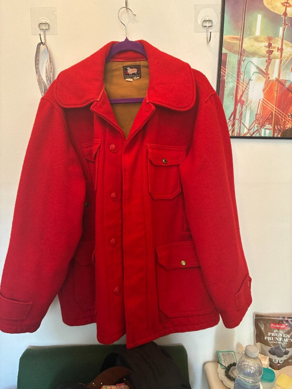 intage 1950s Woolrich Red Wool Field Coat Cruiser Jacket Mens Medium L Large 42